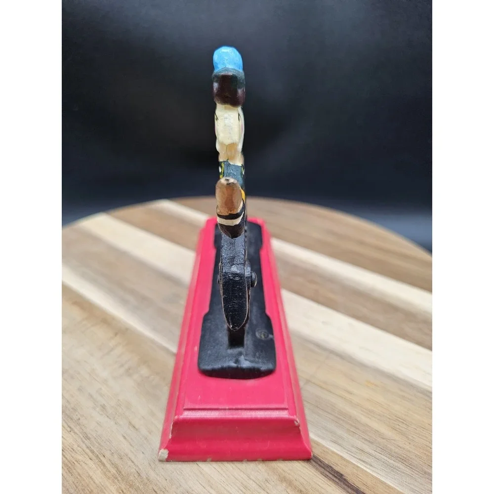 Cast‎ Iron Nut Cracker Hand Painted Victorian Style Wooden Base Christmas Decor